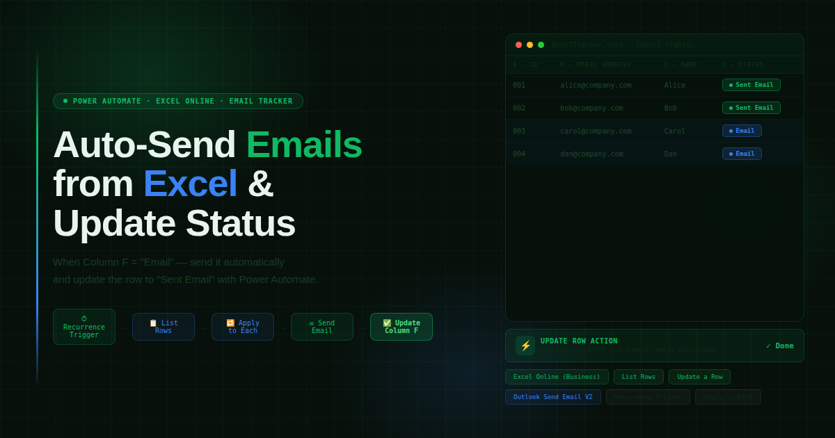 How to Auto-Send Emails from Excel and Update a Status Column Using Power Automate