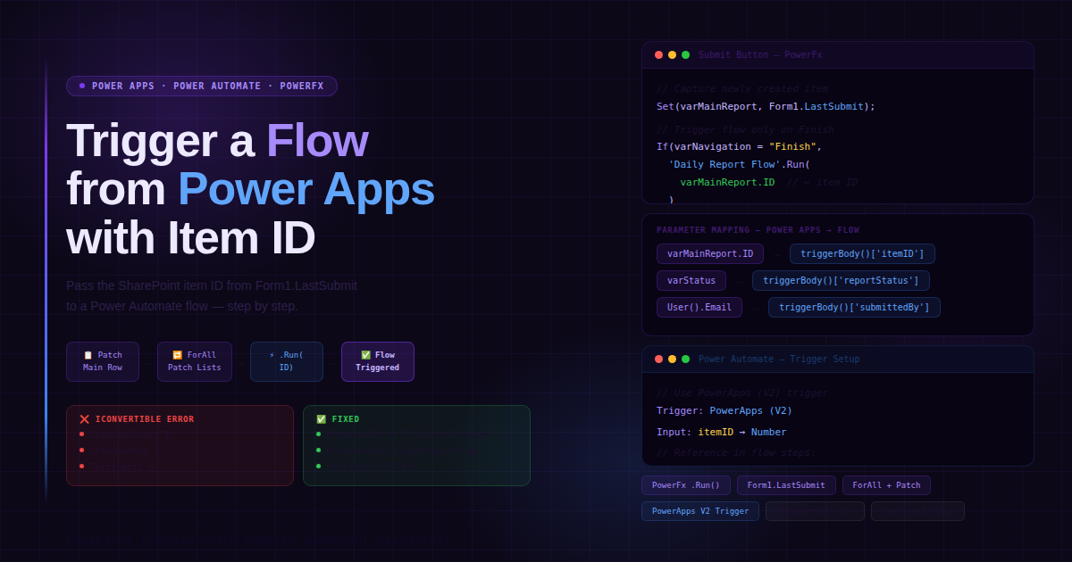 How to Trigger a Power Automate Flow from Power Apps and Pass the Item ID as a Parameter